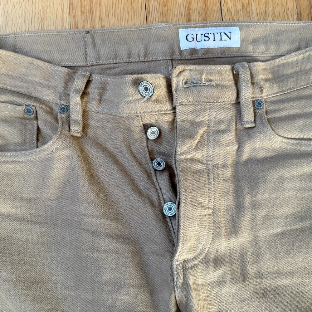 Gustin Mens Slim Fit Raw Beige Jeans Size 34 (33x32) NWOT Raw